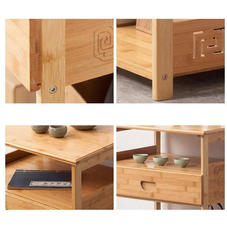 Кофейный столик, диван, бамбуковый боковой столик, домашний будильник, прикроватный столик для гостиной, балкона, квадратный