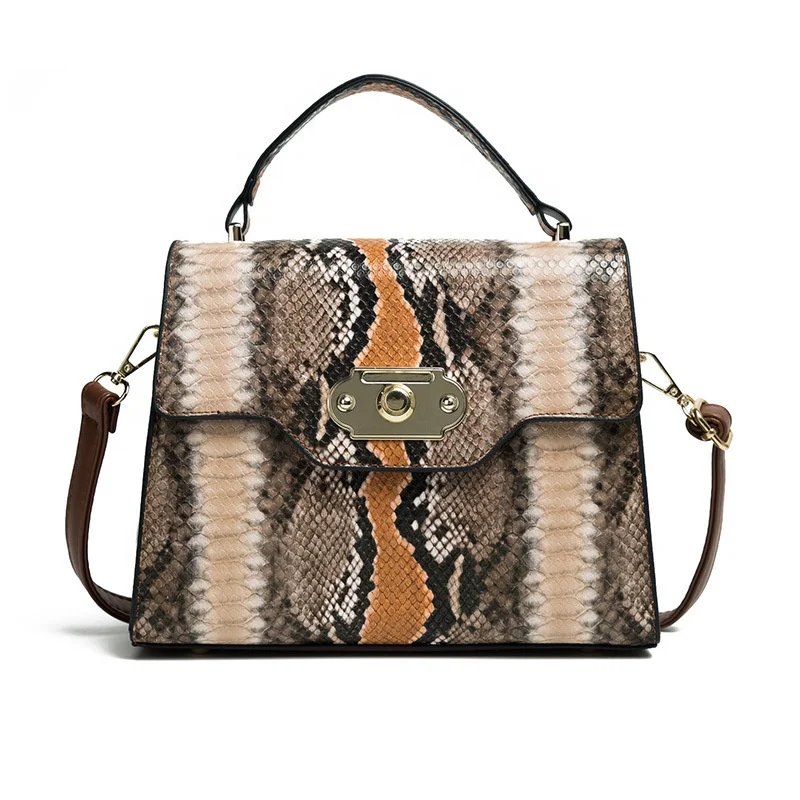 European Fashion Designer Handbag Snake Pattern Tote Crossbody Bag Women