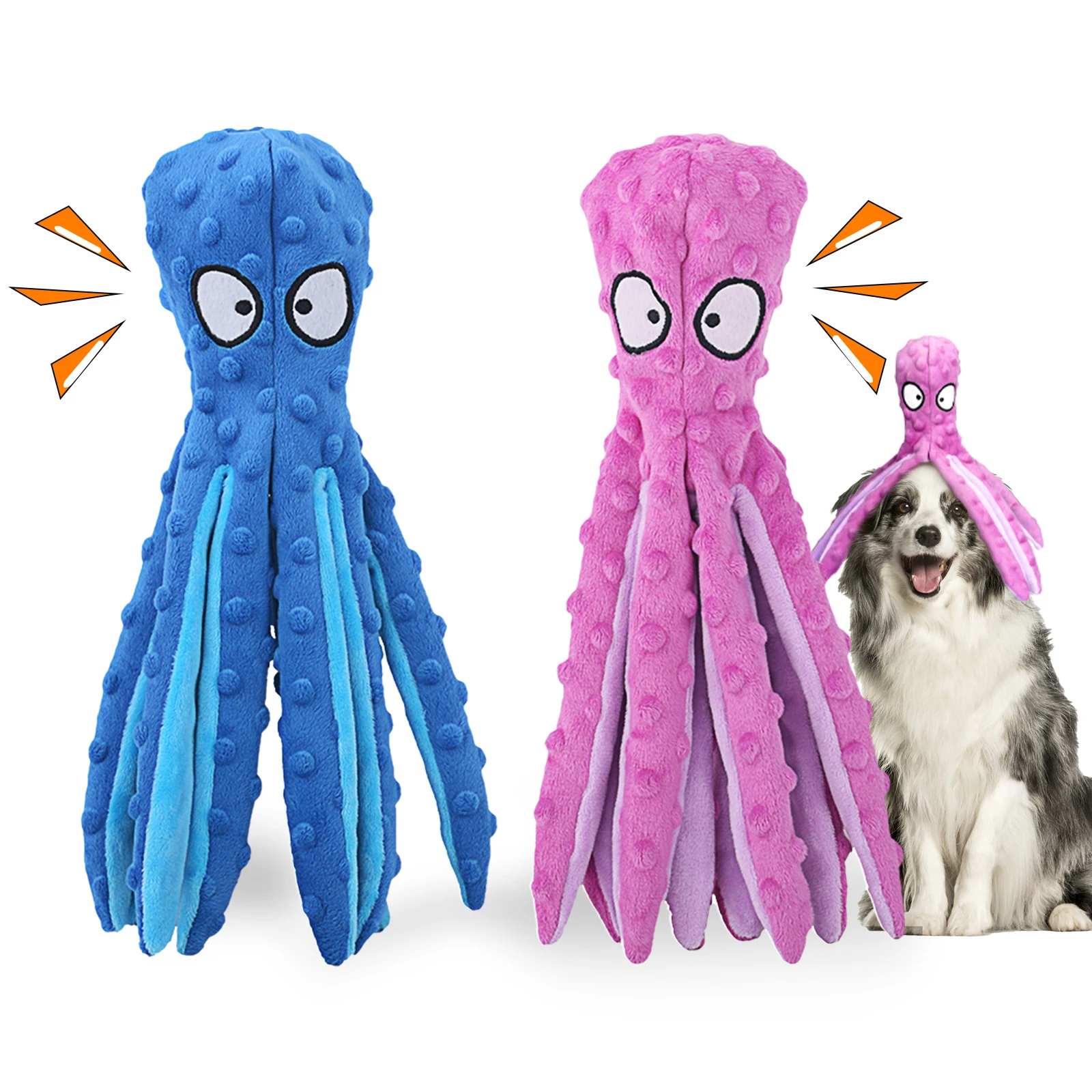 Factory Direct Wholesale Squeaky Dog Toys, Octopus No Stuffing Crinkle