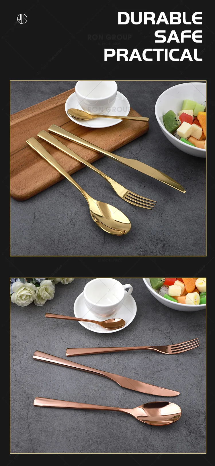 Wholesale Rose Gold Vintage Hotel Restaurant Stainless Steel Flatware Spoon Fork Knife Cutlery Luxury Wedding Silverware Set