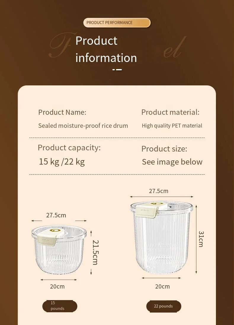 Rice bucket household insect-proof moisture-proof sealed edible grade rice storage tank rice noodle storage container details