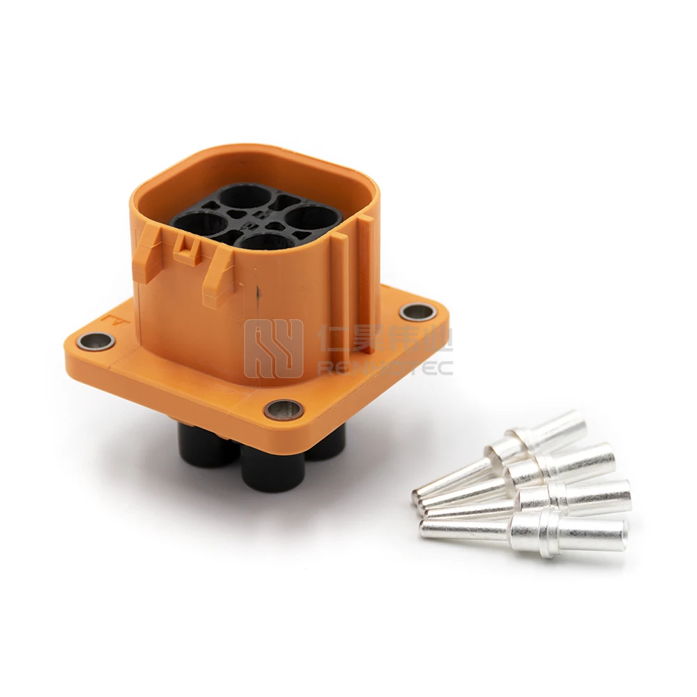 4Pin Panel Mount High Voltage Distribution Box Battery PAK Connector PDU Power Connector Plastic Shell Electric Vehicle Plug