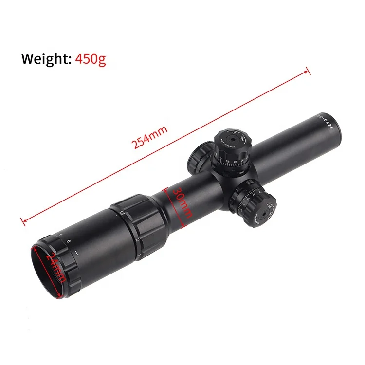 Уличный противоударный Тактический телескопический прицел 800 г с подсветкой 1 5-6x24E красный зеленый средний звон IP67 водонепроницаемый охотничий