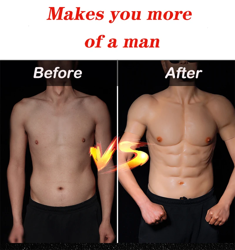 Dokier Silicone Muscle Chest & Abs Vest Suit For Men - Realistic Cosplay Costume