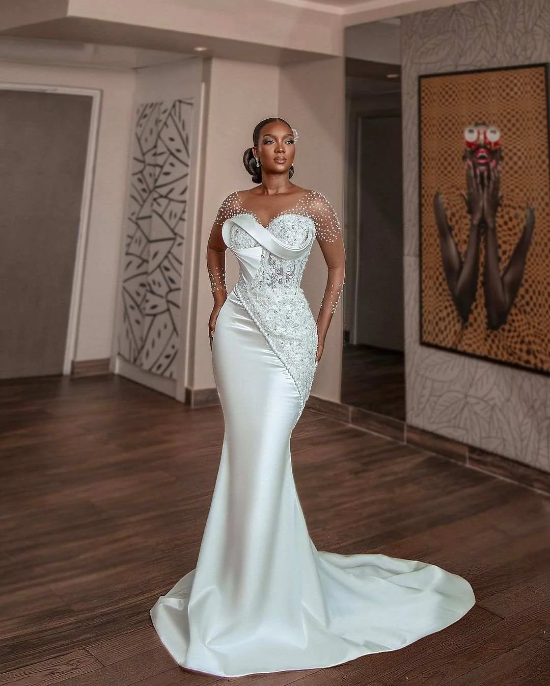lace african wedding dresses Tan Gold African Lace Corset Dress