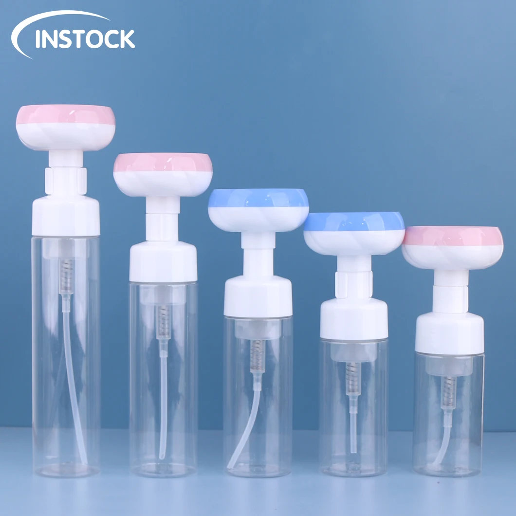Cosmetic Bottle 300/500ml Foam Bottle Soap Dispenser With Flower Shape Pump Facial Cleanser Hand Wash Bottle