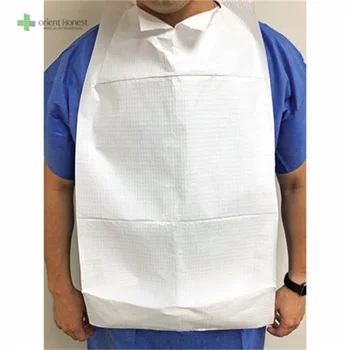 Hubei Factory Waterproof Biodegradable Paper + PE Disposable Adult Bib Fabric Material Sleeveless Style Cleaning Restaurant Use