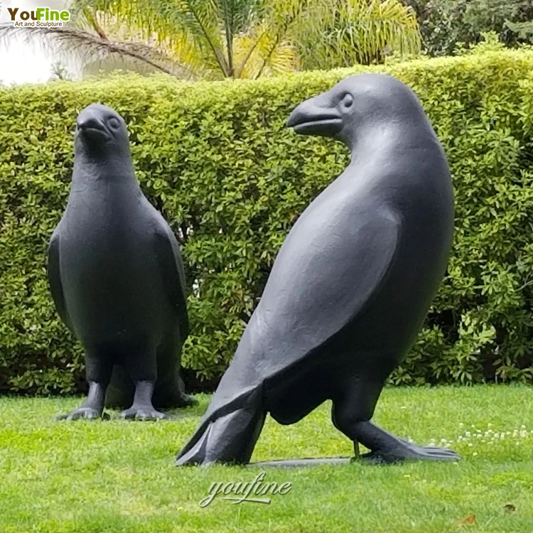 YOUFINE ブロンズ製カラス像 150cm アウトドア ガーデンオブジェ 銅像