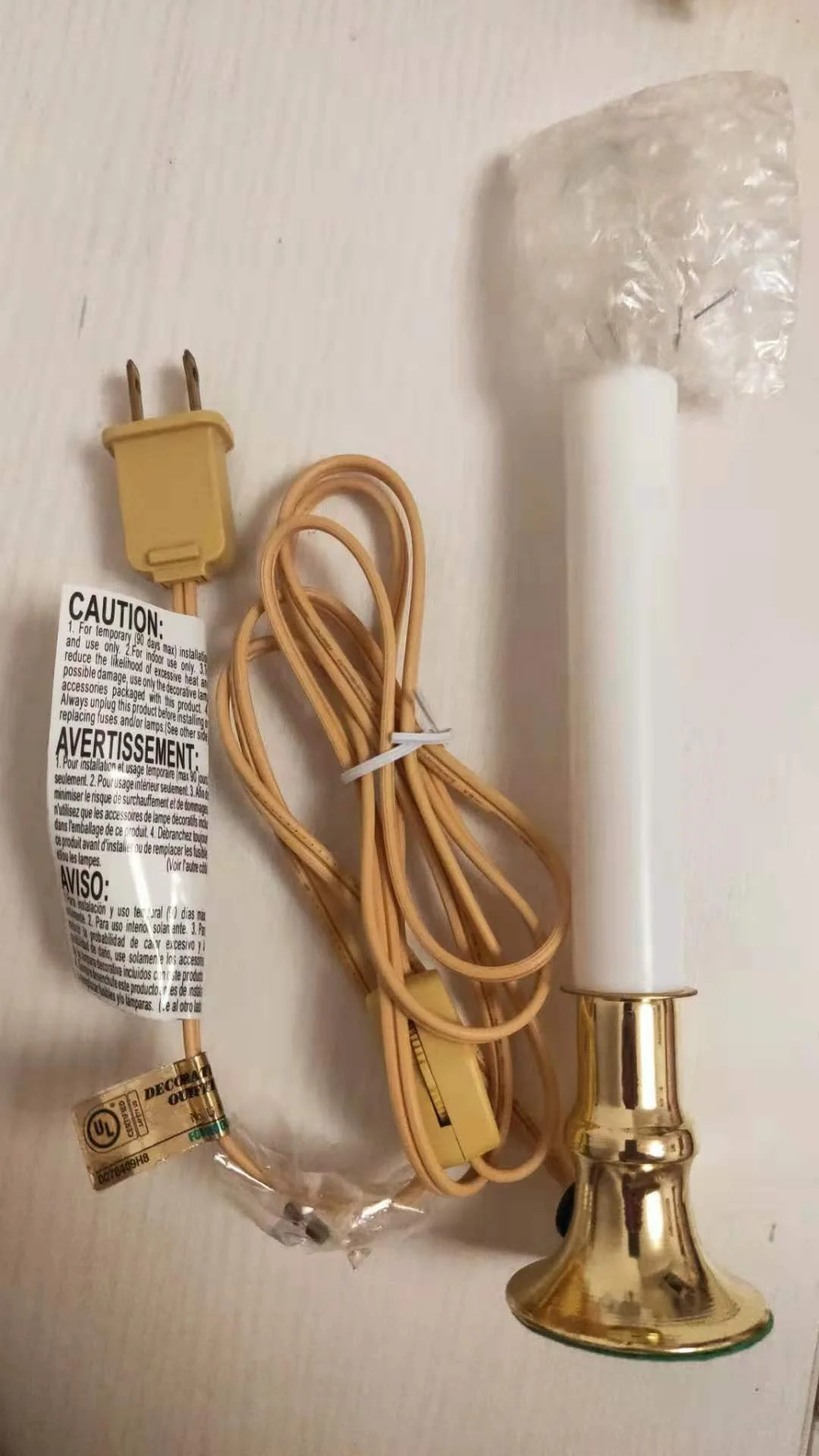 Electric Candle Light Window Decor Light ON-OFF Fused Plug Candle Light