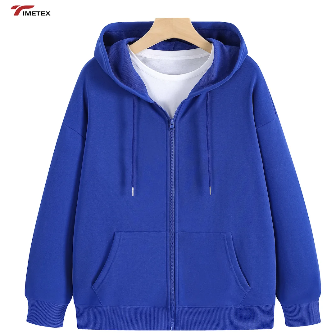 Casual Sport Streetwear Custom Unisex Zipper up Heavy Weight Sweatshirt 100% Cotton Polyester Oversized Active Tops