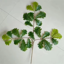 Hot-sale artificial 3 forks oak leaves artificial plants green orange color for office living room kitchen shop mall decor