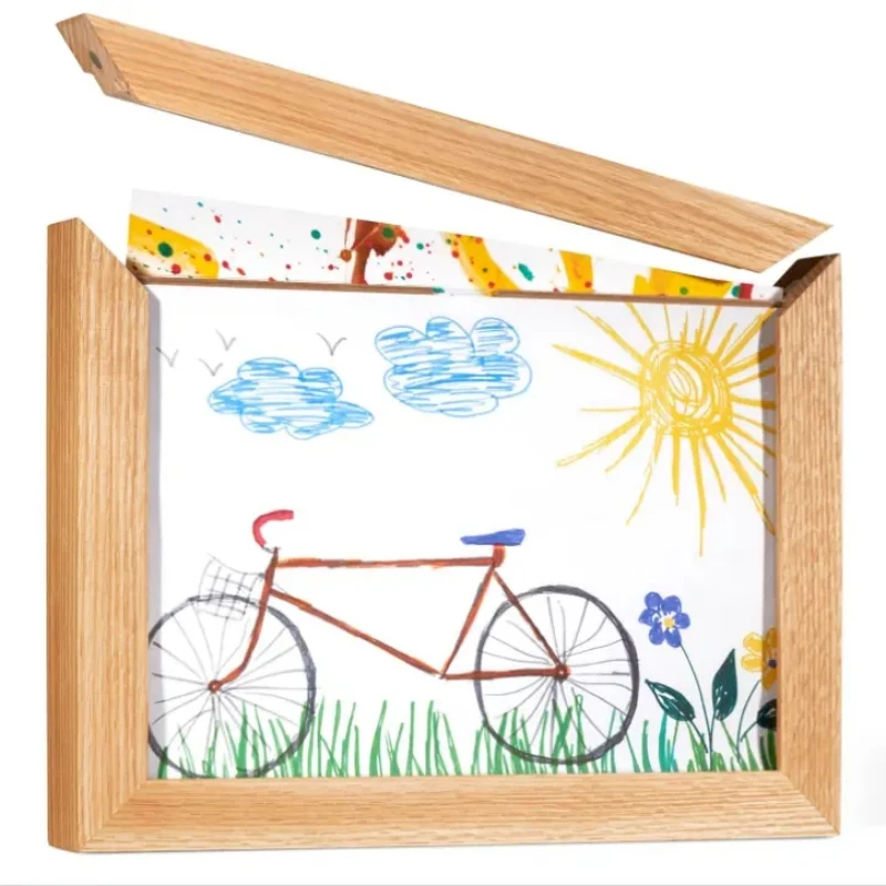 Custom Kids Art Frame with Magnetic Real Wood