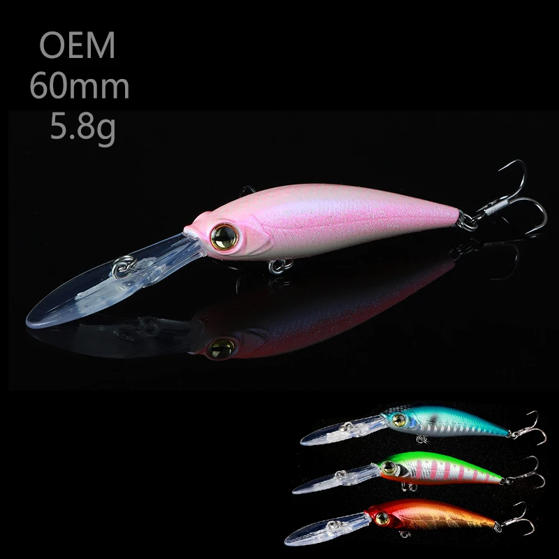 Glow Kit de leurres de pêche – 5 appâts lumineux VIB Popper Manivelle Minnow Crayon Leurres artificiels avec boîte de pêche pour bar, eau salée et eau douce