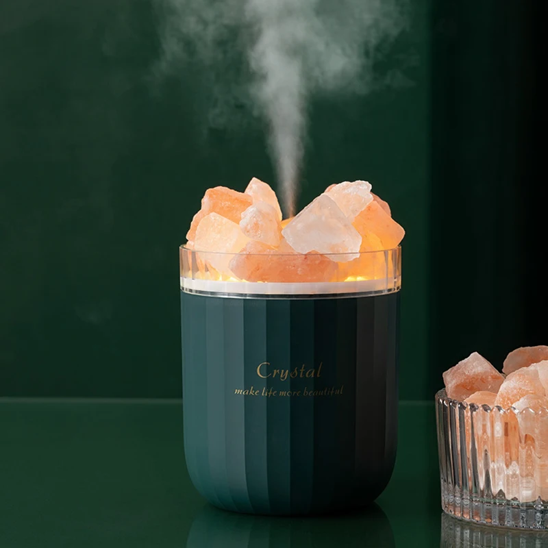 Himalayan Salt Lamp Humidifier 2 in 1 Scent Aroma Diffuser Ionic Mini Portable 300mL Cool Mist Rechargeable USB Humidifier