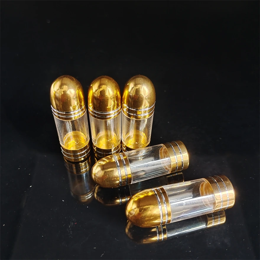 Hot Electroplating Gold Bullet Capsule Shell Packaging Supplies Medium and Large Hollow Capsule Plastic Packaging