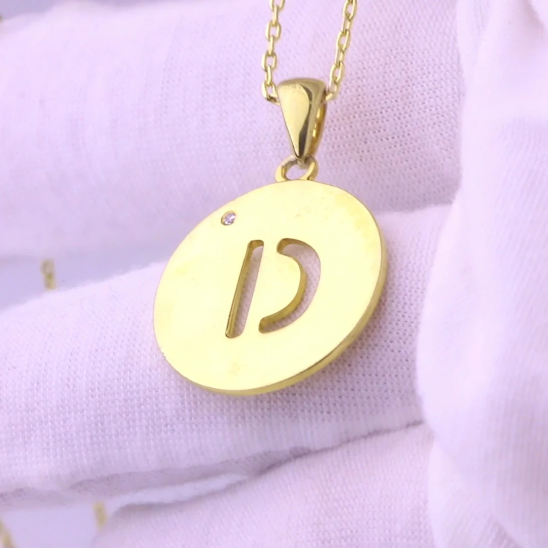 Solid color hollow letter chain necklace Custom letter name pendant Gold chain pendant Any size