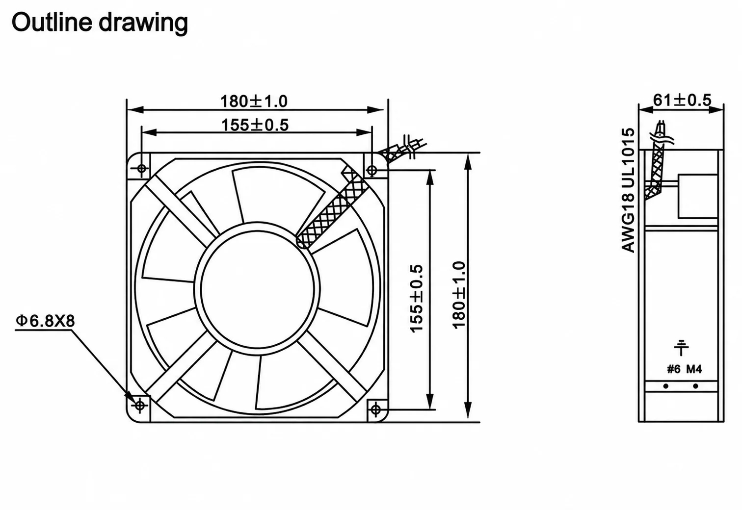 Industrial Axial Cooling Fan, PD180B-220, 180x180x61mm - detail 10
