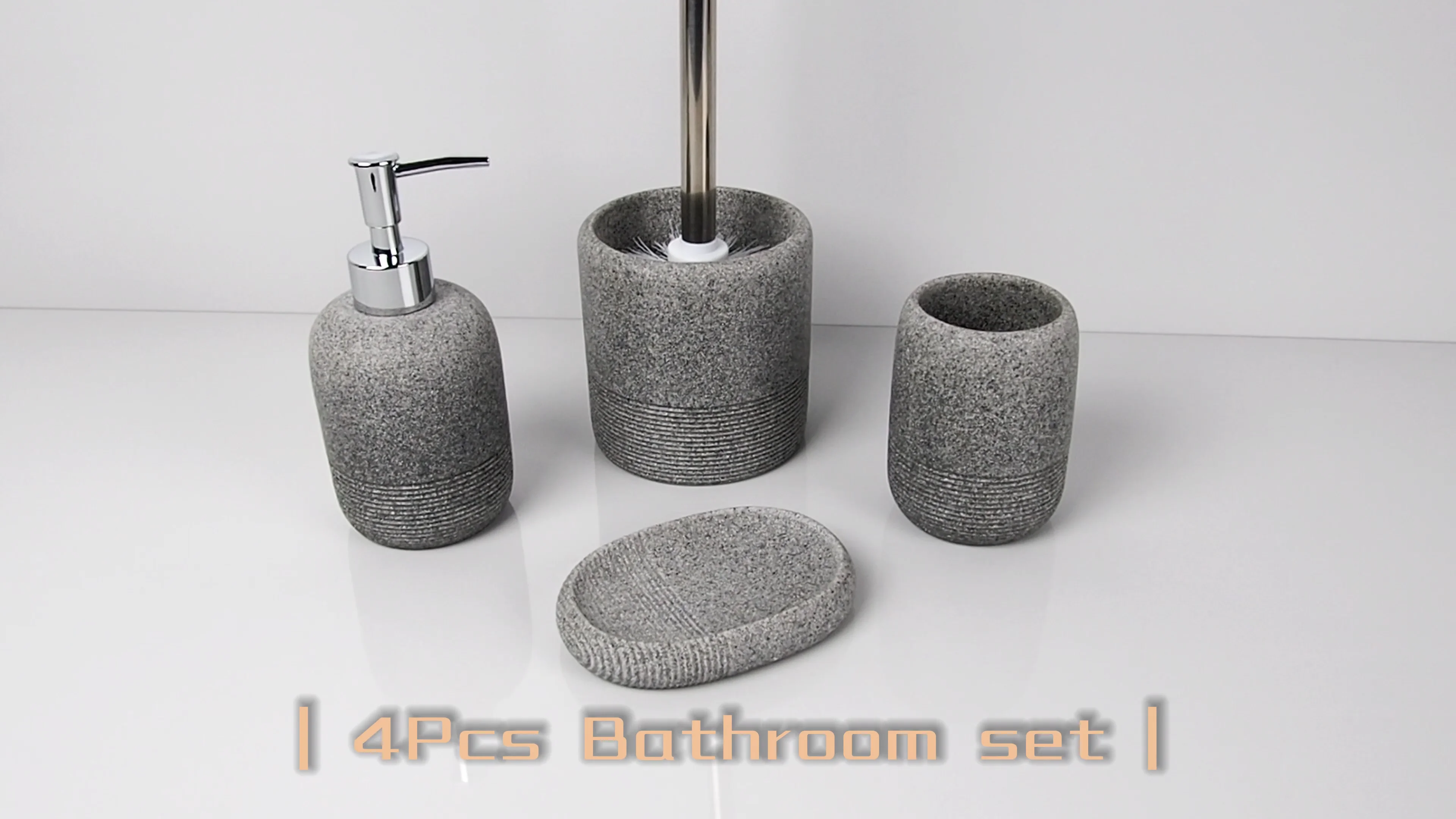 Contemporary Resin Toilet Brush Holder Set Grey main image 1