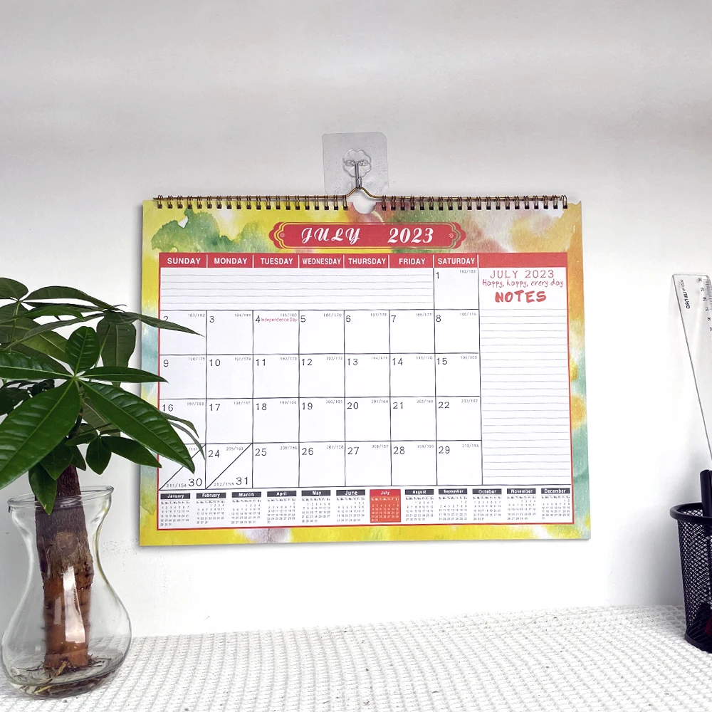 Free Sample Custom Printed Planner Acrylic Bamboo Large Calendar Wall Pocket Clock Calendar Calendar Printing
