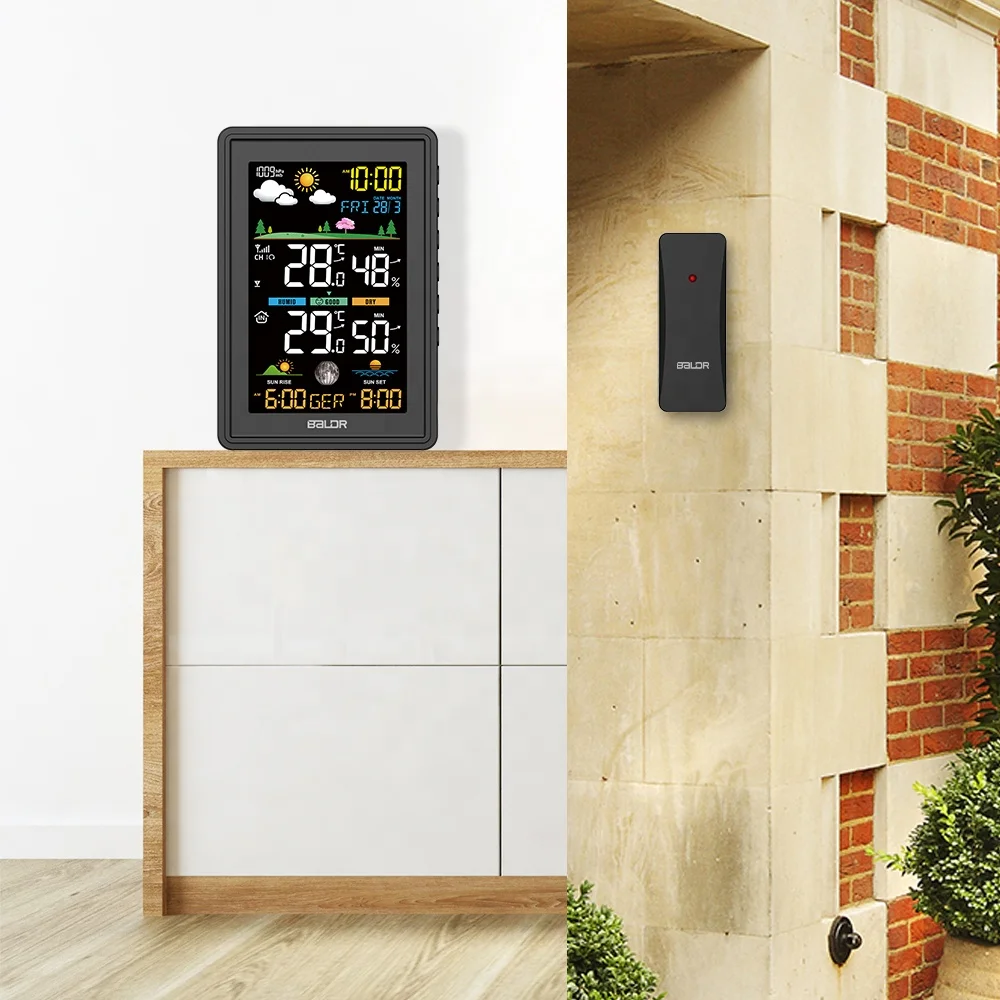 BALDR Wireless Weather Station with Weather Forecast Radio Controlled Alarm Clock