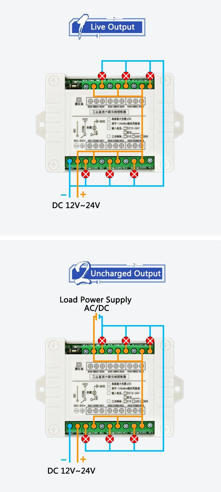 Dc12v-24v 6通道学习码通用车库电机智能家居灌溉射频遥控开关- Buy Rf