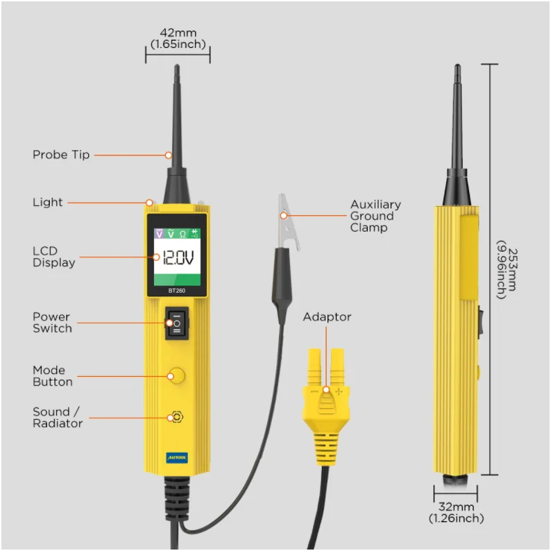 Electrical System Diagnostic Tool Auto Battery Circuit Tester with LED light 