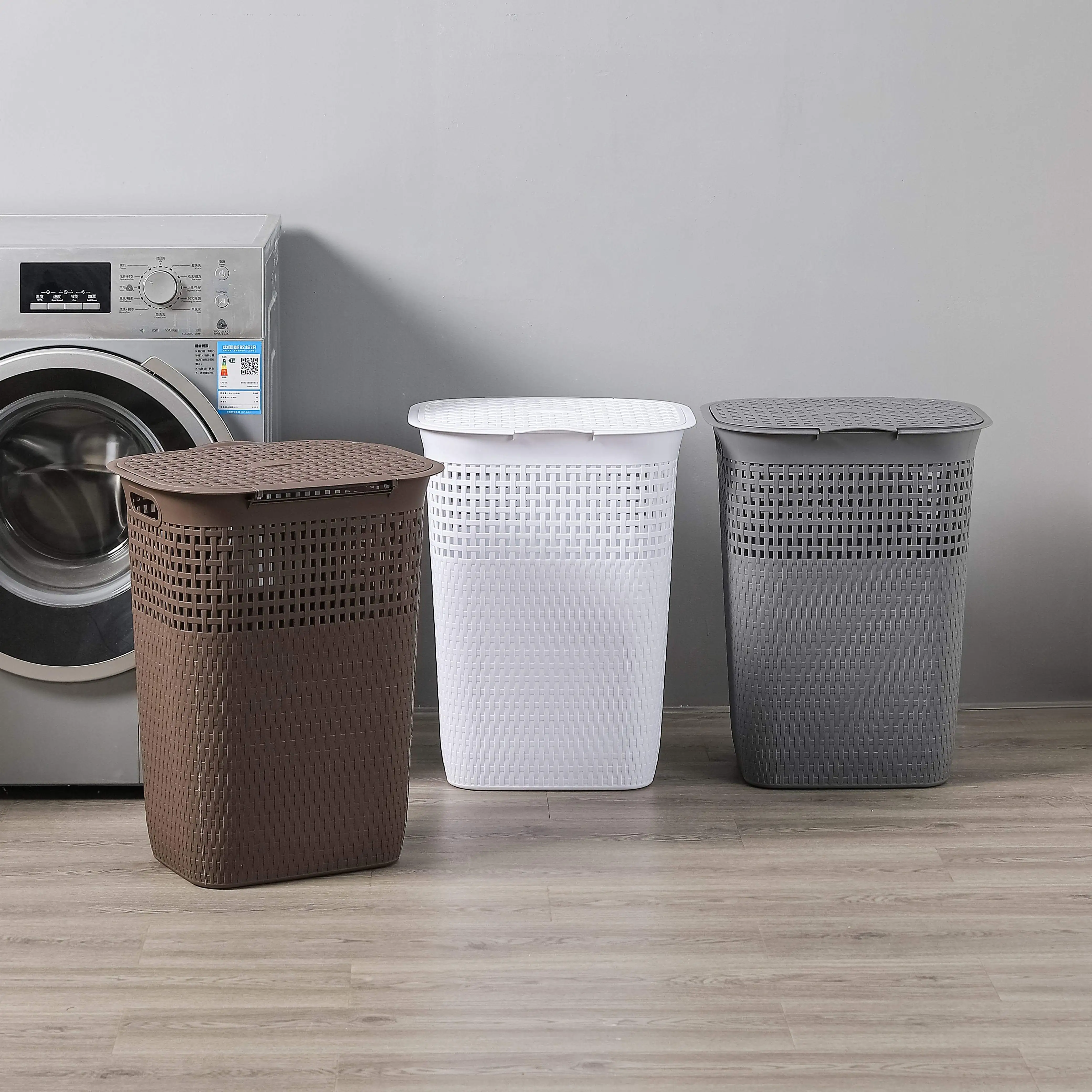 Fashion Plastic Dirty Clothes Basket for Home Bathroom Corner Laundry Basket Hamper Baskets