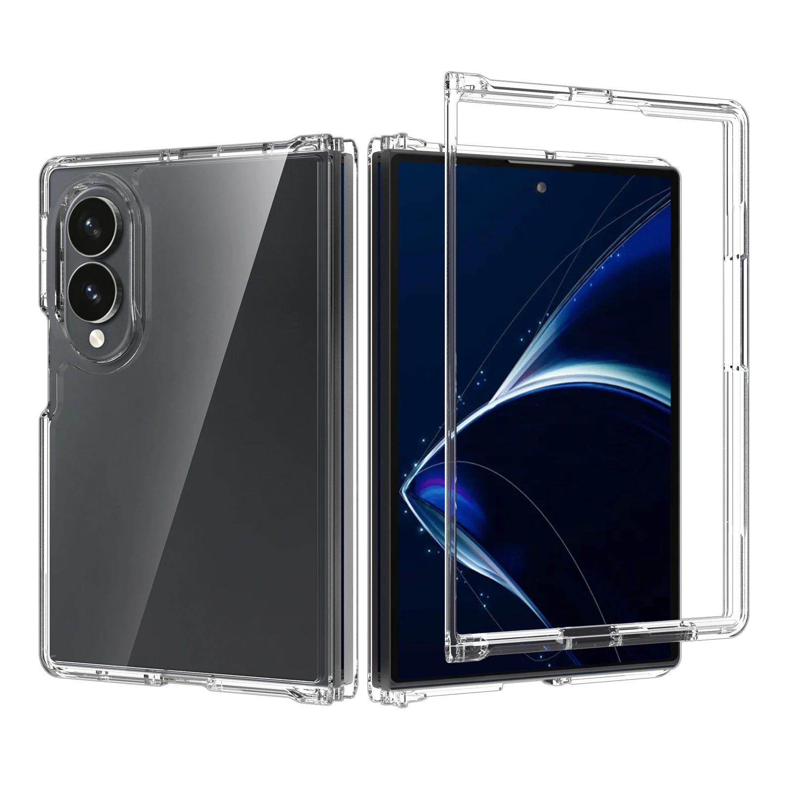 product laudtec case for samsung galaxy z fold 8 wide transparent tpu pc shockproof fold phone case-7