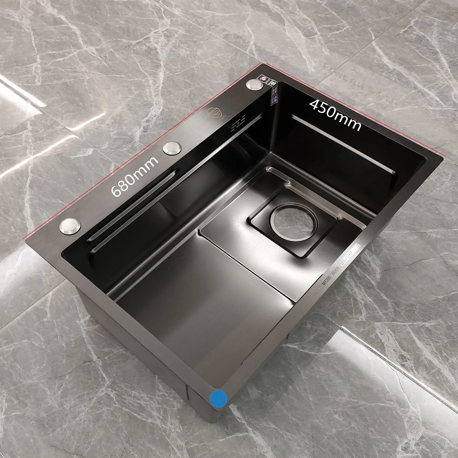 Clasikal Luxury Black Rectangular Single Bowl Stainless Steel Kitchen