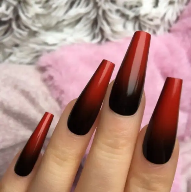 Fake Nails Red Black Ombre Custom Press On Nails - Buy Nails Art,False Nails,Press  On Nails Product on 