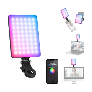 NEEWER VL67C Portable Front & Back Phone Clip RGB Rechargeable Selfie Light with APP Control for Camera Light