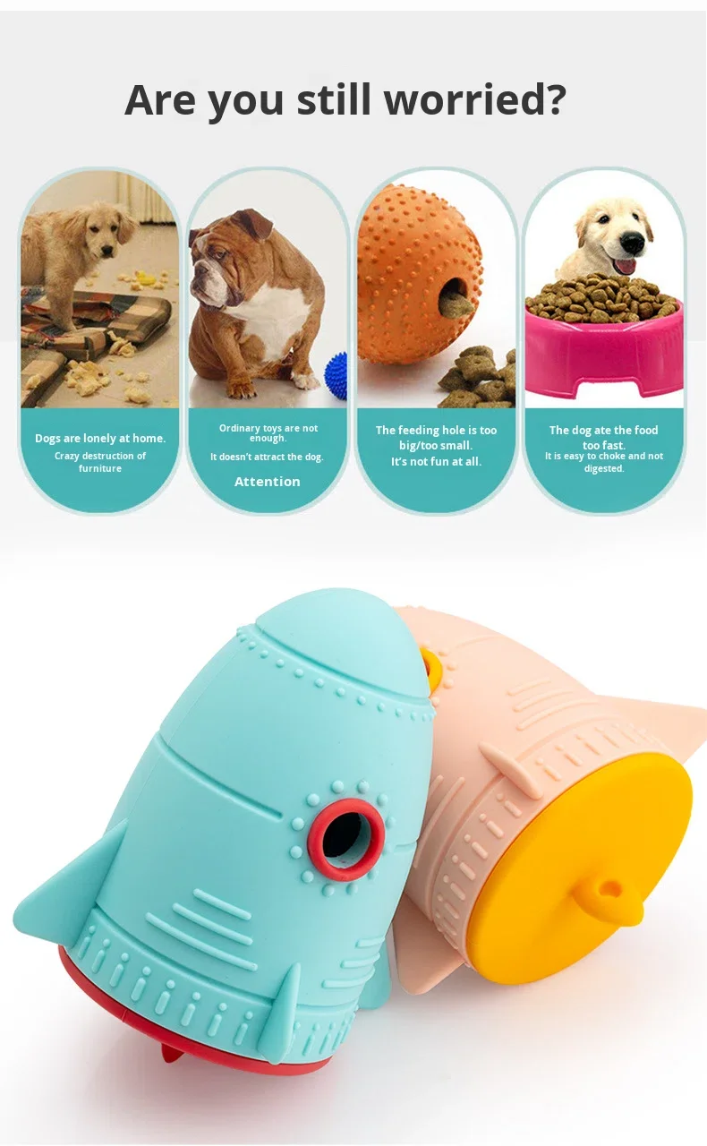 Cartoon Style Modern Eco-Friendly Silicone Pet Toy Wholesale Rocket Slow Feeder Dog Toy with Teeth Cleaning Feature supplier