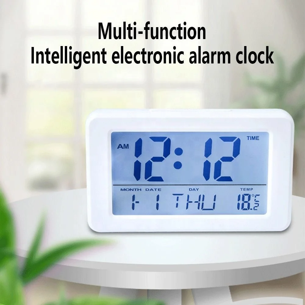 Smart Night Light Digital Alarm Clock with Indoor Temperature Operated Desk Small Clock