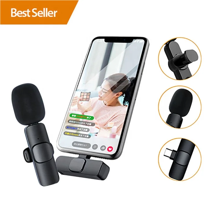 Wireless Lavalier Mic Tiktok Audio Video Recording Microphone For ...