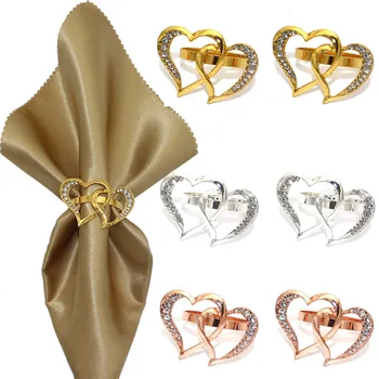 Heart Love Valentine Elegant Napkin Holder Ring Valentine's Day Dinner Table Decoration Metal Heart-shaped Wedding Napkin Ring