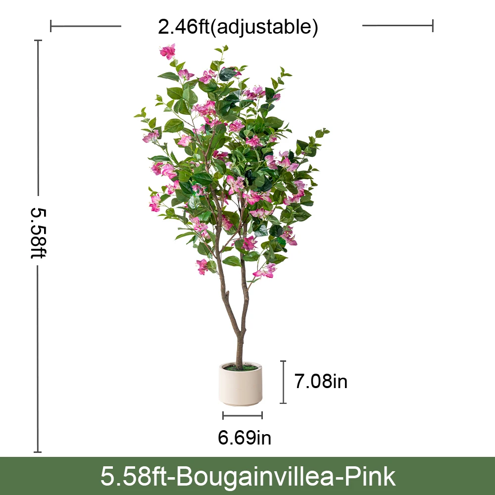 Natural Style Home Office Decor Artificial Bougainvillea PVC Green Plastic Pot Real Touch Leaves Artificial 180cm Fabric Wedding supplier