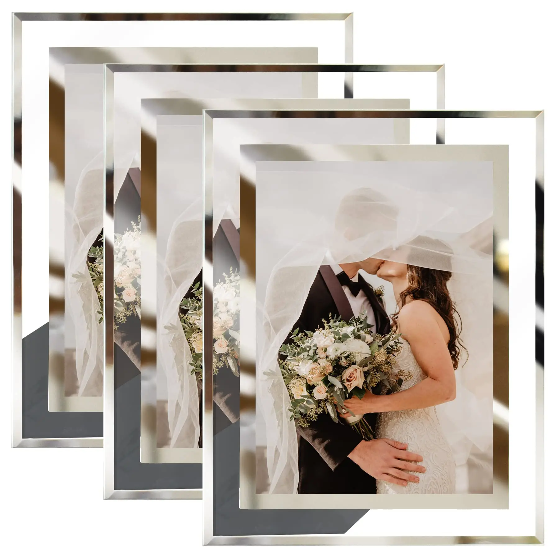 Customized Crystal Glass Gold Photo Frame 8x10 Picture Frame Glass For