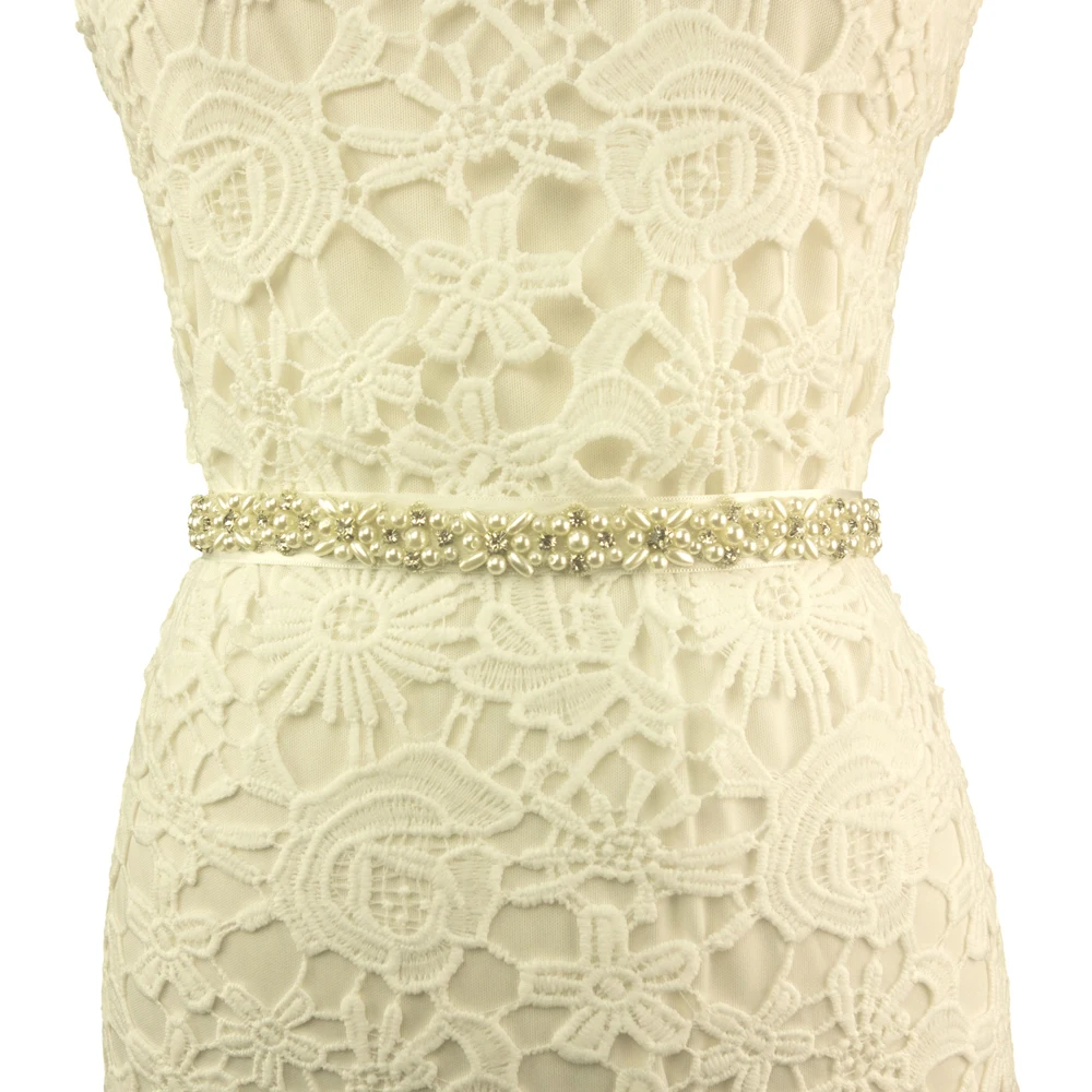 gold beaded belt for dress Coral beaded lace bridal wedding dress belt with floral detail main image 1