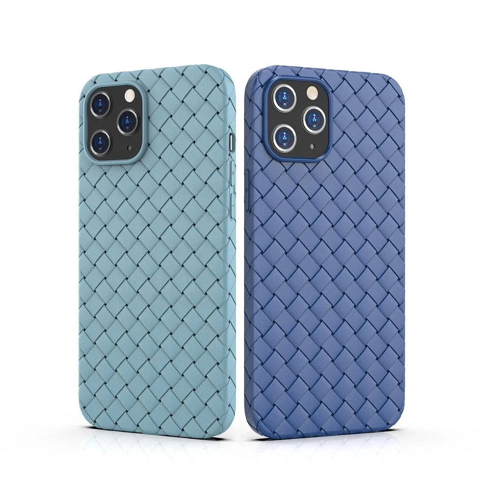 Woven Phone Cover For Iphone 16 15 14 13 12 11 Plus Pro Max Soft Tpu Shockproof Raised Bumper Corners Case