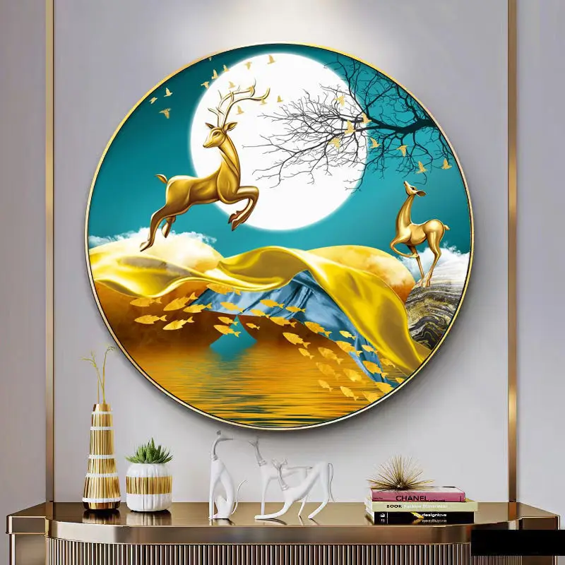 5d Diamond Crystal Porcelain Luxury With Frame Animal Scenery Good Luck  Design Round Living Room Decoration Wall Painting - Buy 5d Diamond Crystal  Porcelain Luxury With Frame Animal Scenery Good Luck Design
