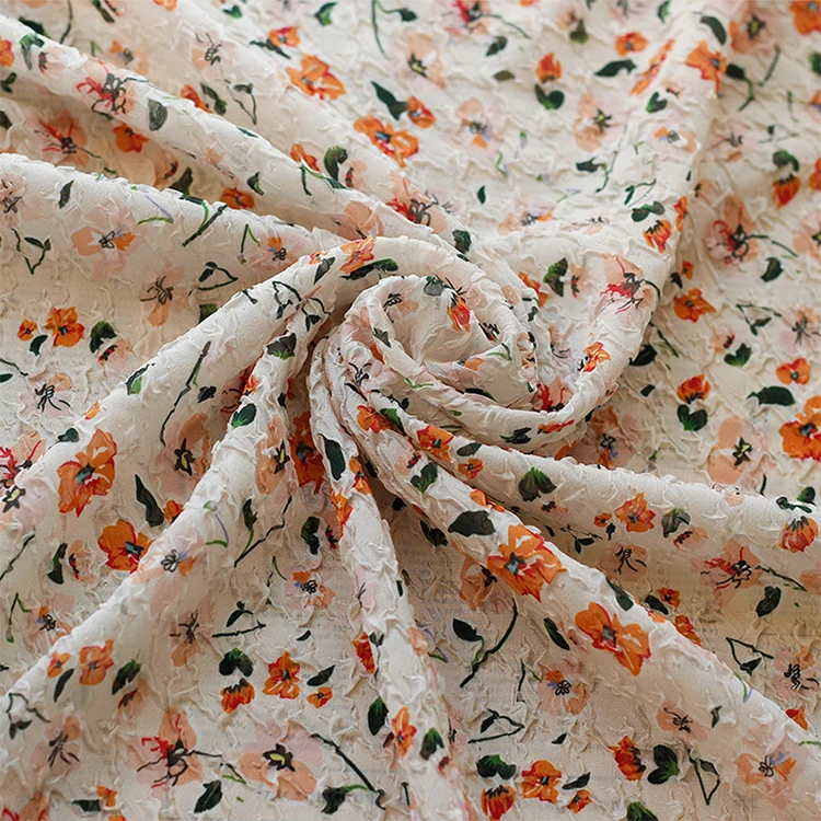 Wholesale Price Chiffon Printed Fabric Custom Pattern Fashion Woman Flowers Long Dress Fabric Printed Chiffon Fabric
