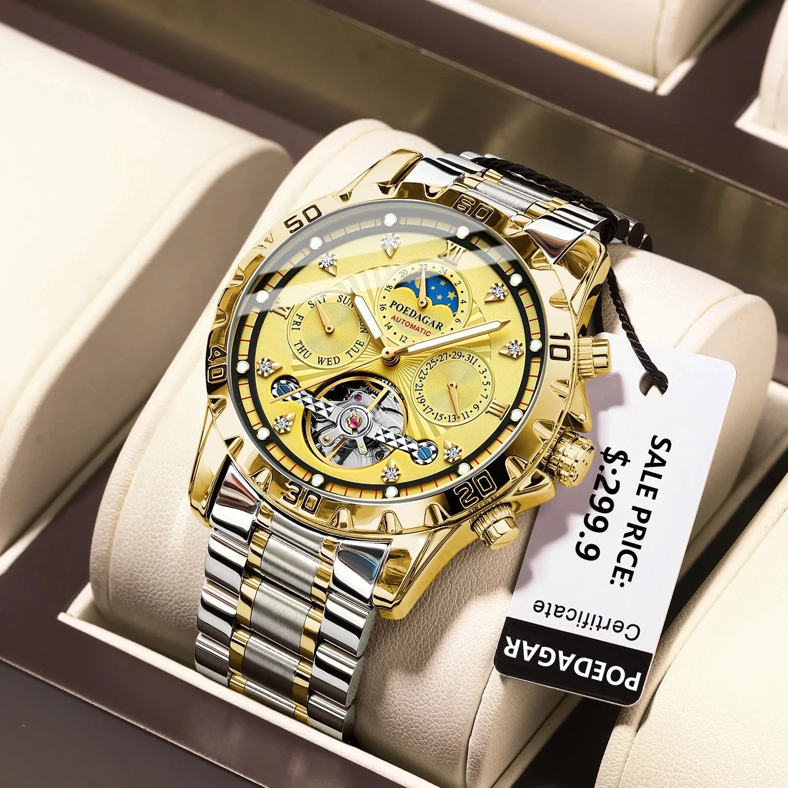 POEDAGAR Luxury Tourbillon Men's Watch