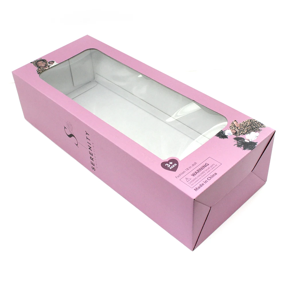 Custom Small Cute Doll Packaging Boxes Paper Toy Box with Window