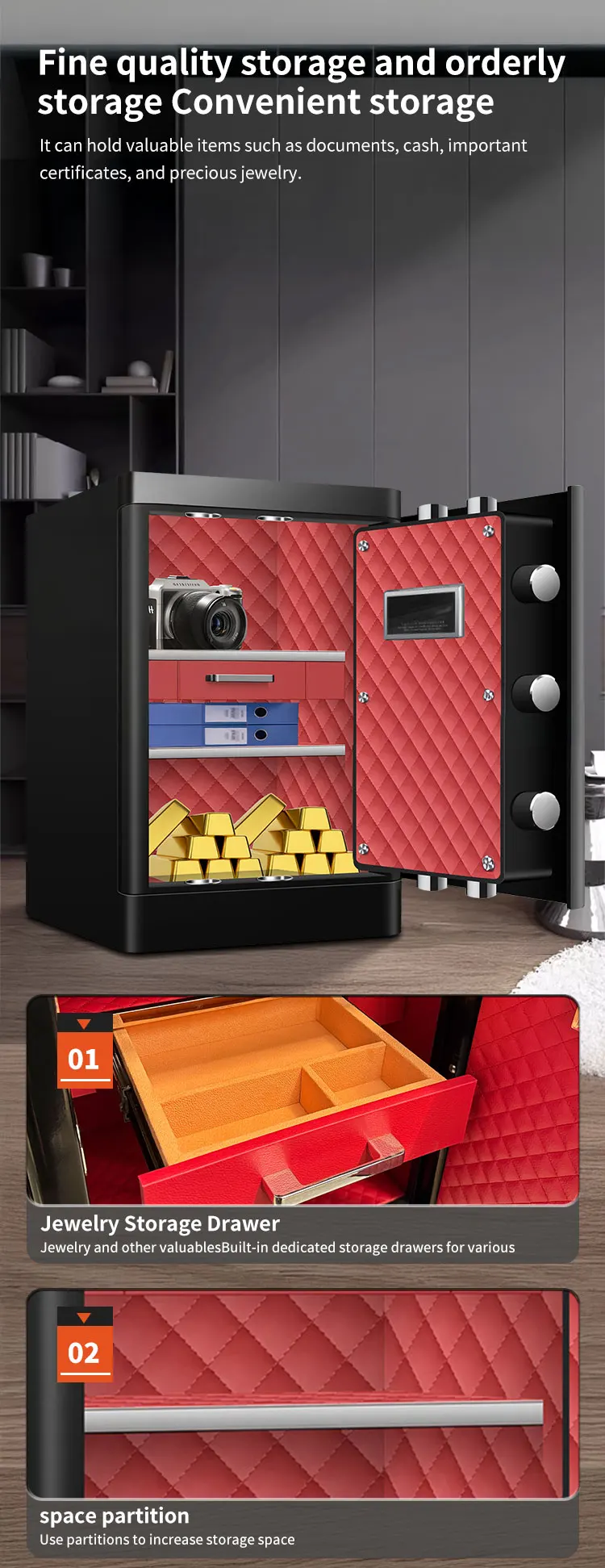 CEQSAFE High Quality Modern Anti-Theft Alarm Wall Mounted TUYA APP WIFI Fingerprint Password Safe Customizable for Office supplier