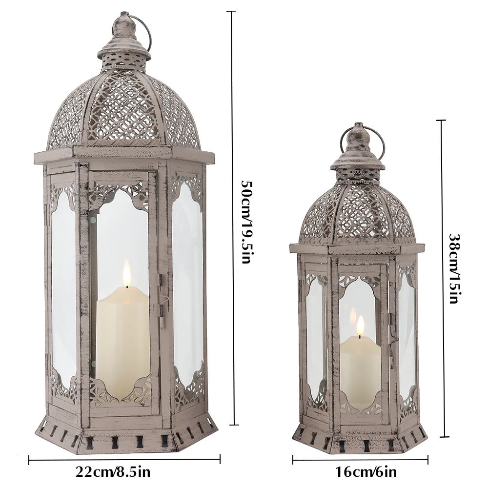 Wholesale Rural Style Large Lantern Indoor Outdoor Antique Grey Hanging  Iron Lantern Set Best Holiday Decoration, image size:1000x1000