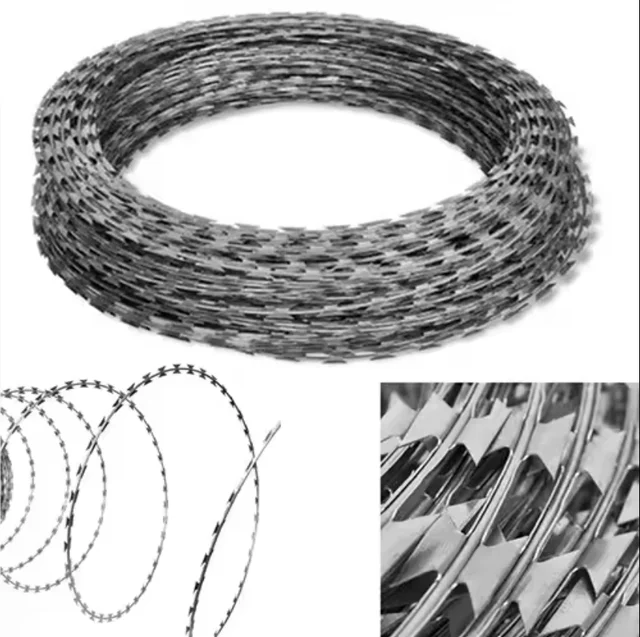 Hot Dipped Galvanized/PVC Coated BTO12 BTO22 CBT65 Razor Wire/ Stainless Steel Razor Blade Barbed Wire