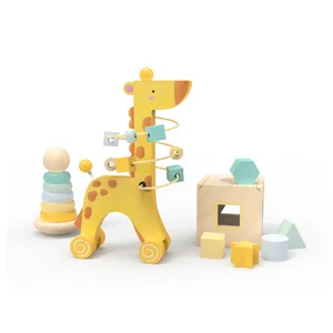 Montessori Educational Unisex Kids Toys 12M+ Building Block Sets High Quality Wooden Material for Fun and Play