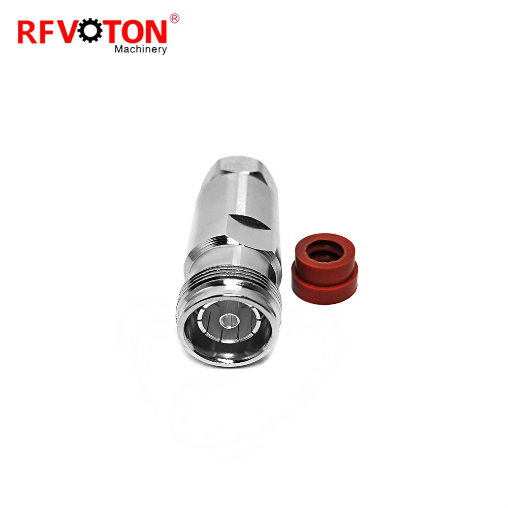 RF connector 4.3-10 type female jack straight clamp for 1-2 super flexible RF coaxial cable plug manufacture