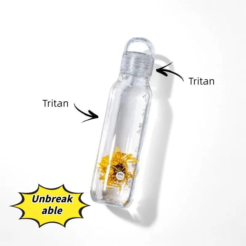 Portable 430ml 670ml Crystal Clear Tritan Water Bottle,Heat Resistant OEM Print Water Bottle with Scale for Work and School
