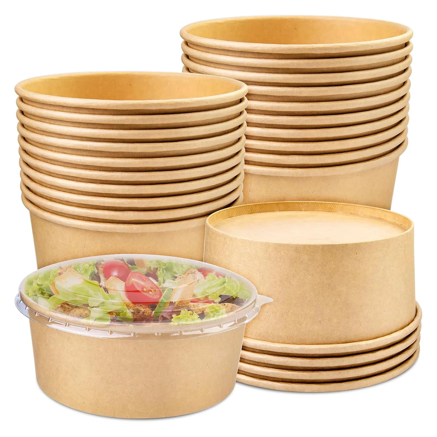 Paper Salad Bowl Kraft Salad Bowl With Lid Takeaway Paper Salad Bowl Eco Friendly Biodegradable Paper Bowl